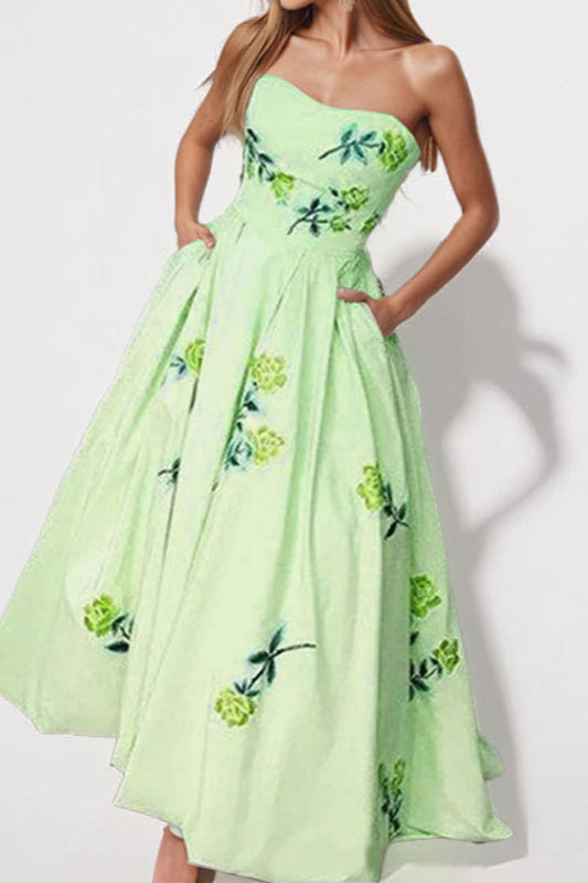 Sleeveless Strapless Maxi Party Dress