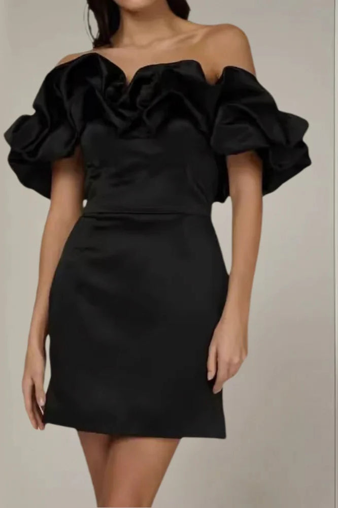 Puff Collar Slim Fit Party Evening Party Dress