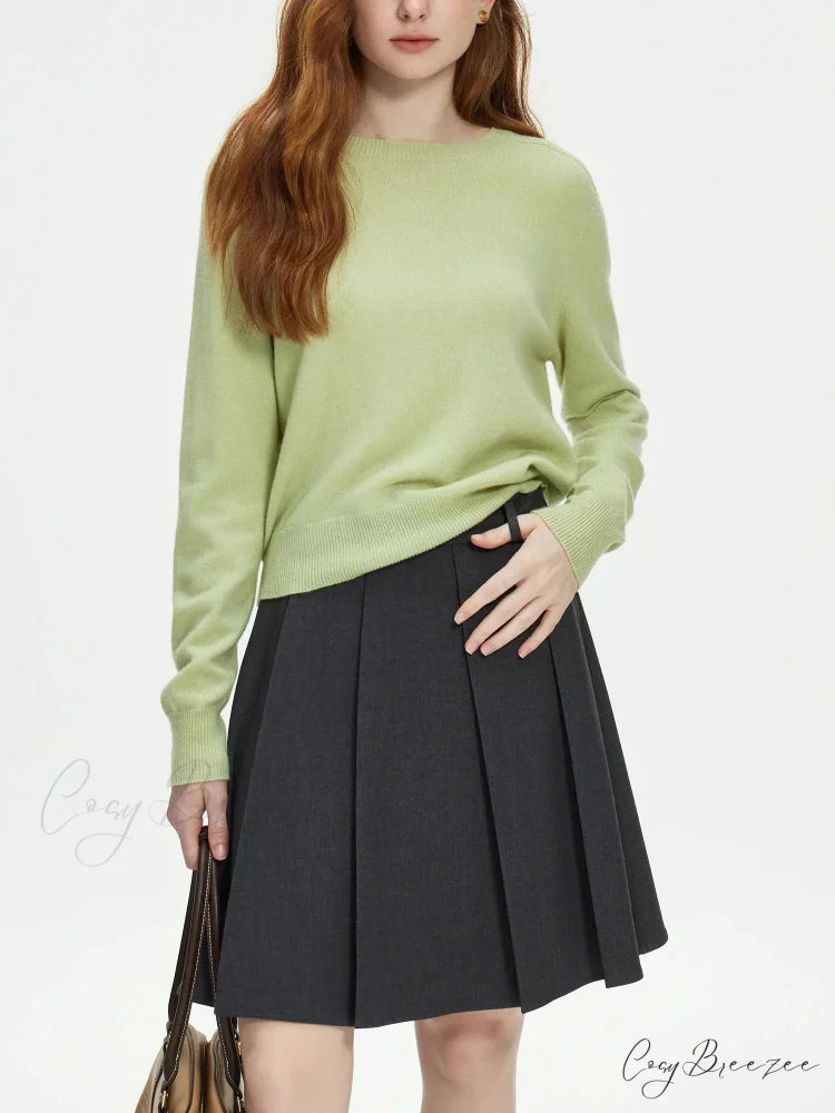 100% Wool Seamless Crew Neck Sweater swraters-241228