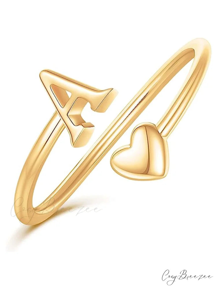 1pc Minimalist Style Heart Shaped Glittery Ring Yellow Gold / A