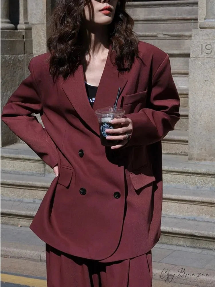 2024 Autumn Solid Loose Double Breasted OverFashion Suit