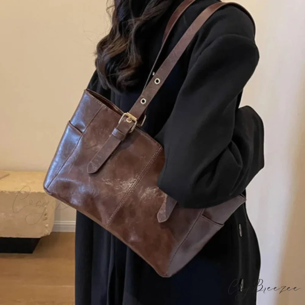 2024 Korean Retro PU Leather Shoulder Bag shoulder-250126