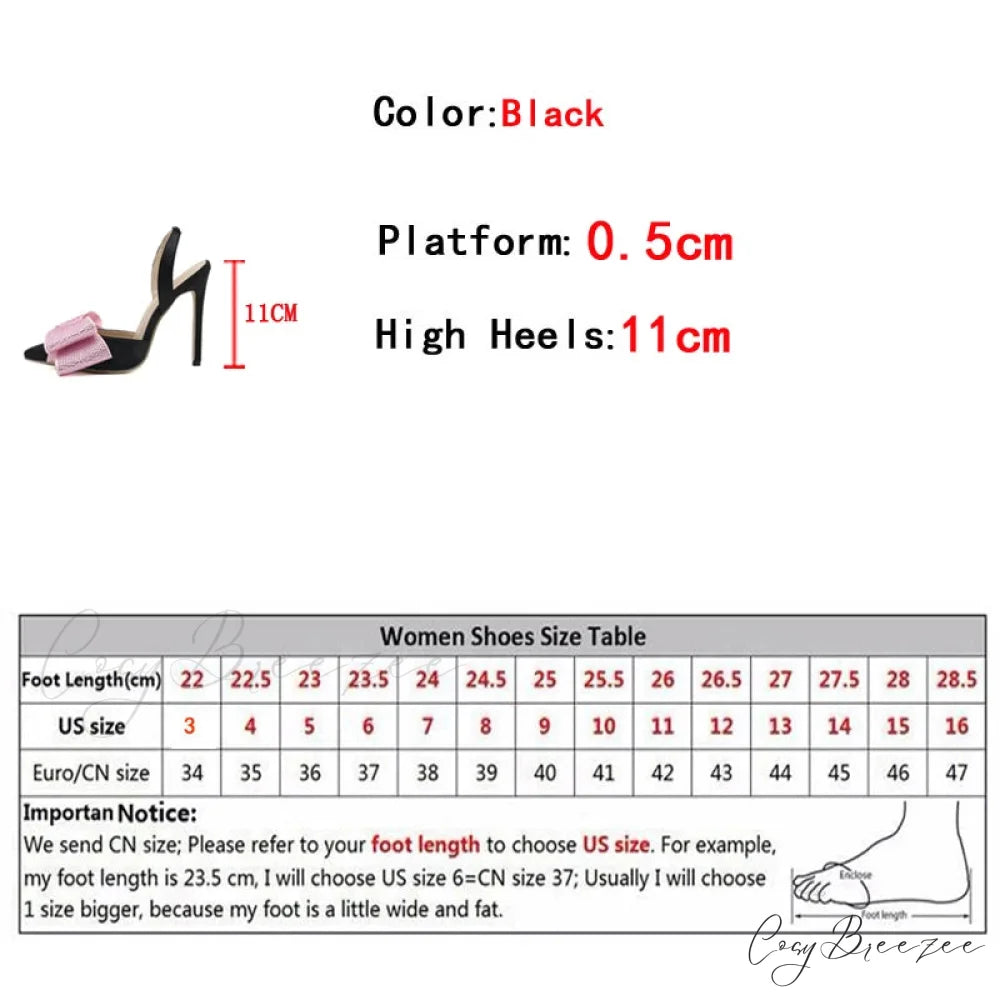 2024 Spring Summer Women’s Crystal Bowknot Slingback Sandals - Pointed Toe High Heels Wedding Prom Shoes