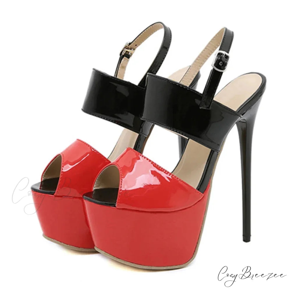 2024 Summer Style Sexy 17cm Women Sandals High Heels Open Toe Buckles Nightclub Party Shoes Black Size 35-42 Black / 35