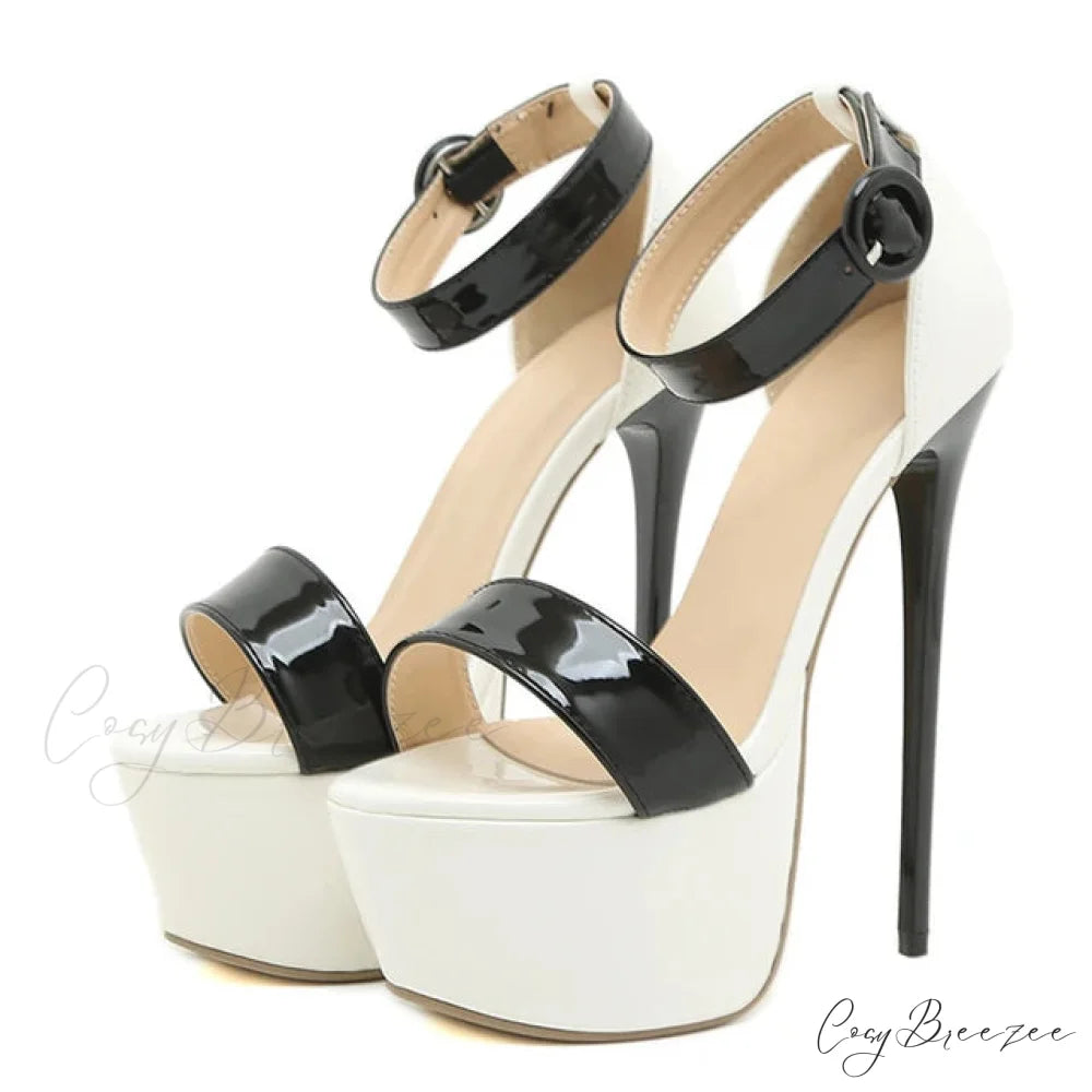 2024 Summer Style Sexy 17cm Women Sandals High Heels Open Toe Buckles Nightclub Party Shoes Black Size 35-42 Black