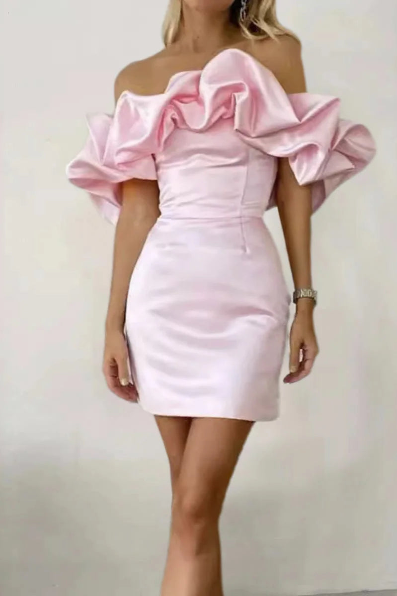 Puff Collar Slim Fit Party Evening Party Dress