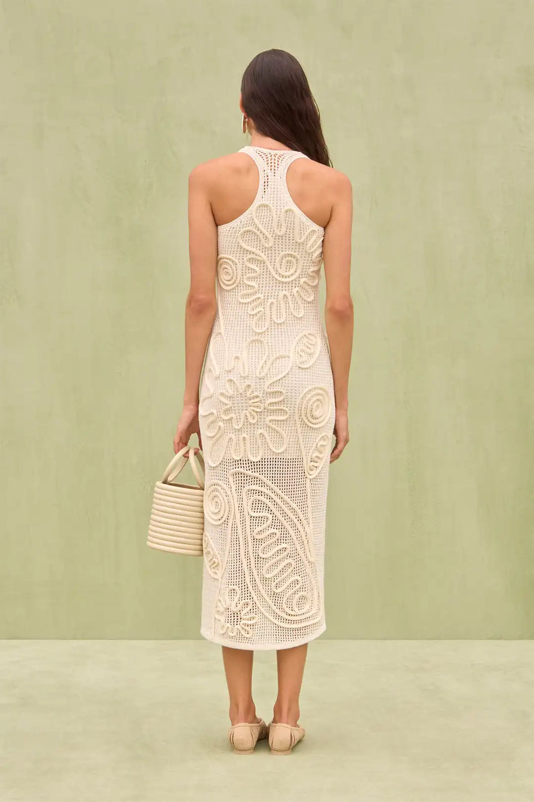 Elegant Knitted Sleeveless Floral Dress