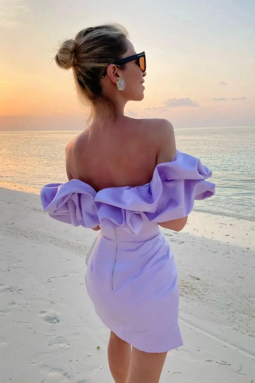 Puff Collar Slim Fit Party Evening Party Dress