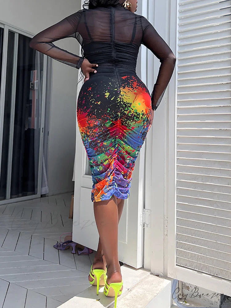 3D Floral Choker Detail Strapless Classic Bodycon Party Midi Dress - Turquoise