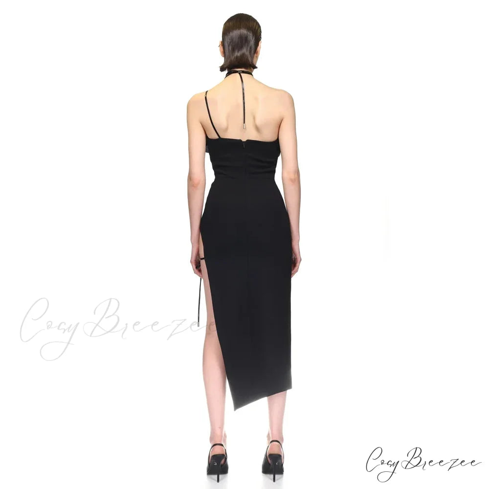 3D Flower Halter Bodycon Party Dress
