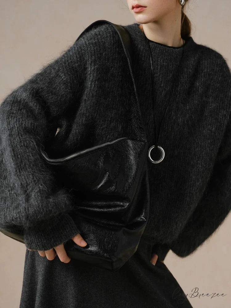 55.8% Alpaca Wool Round Neck Sweater swraters-241228