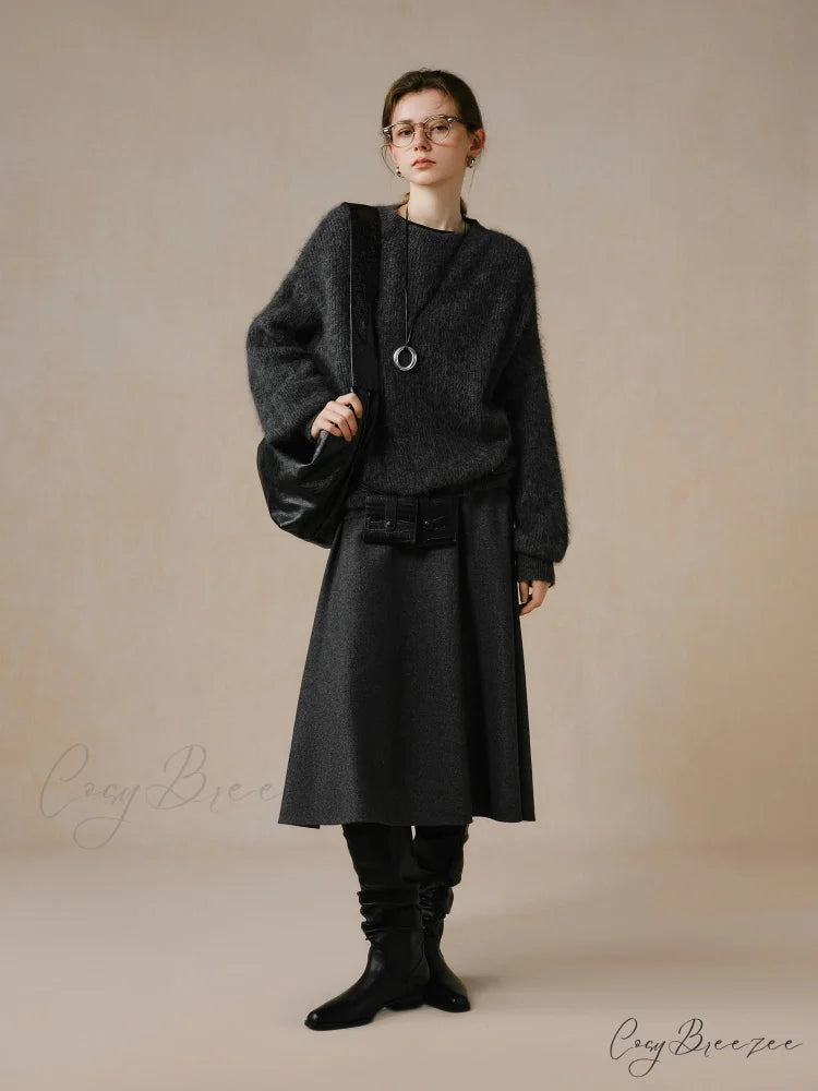 55.8% Alpaca Wool Round Neck Sweater swraters-241228