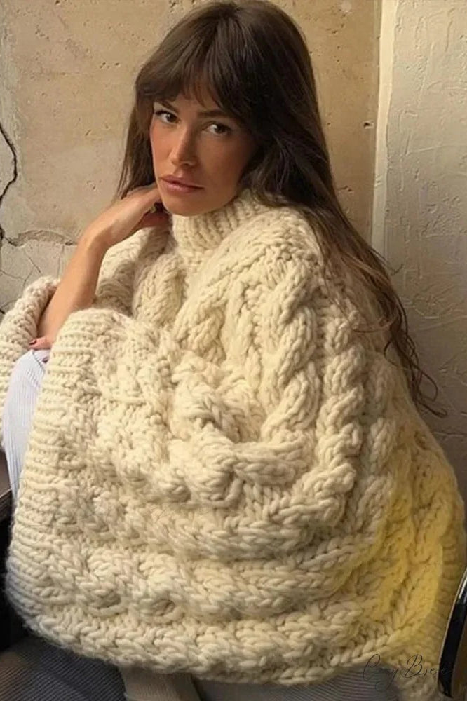 High Neck Wide Long Sleeve Loose Sweater