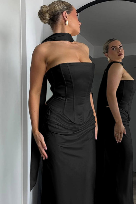 Slimming Square Neck Waist-Cinched Party Dress