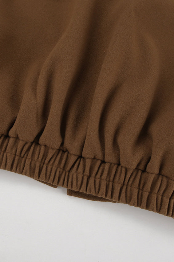 Stand Collar Melange Brown Wool Coat