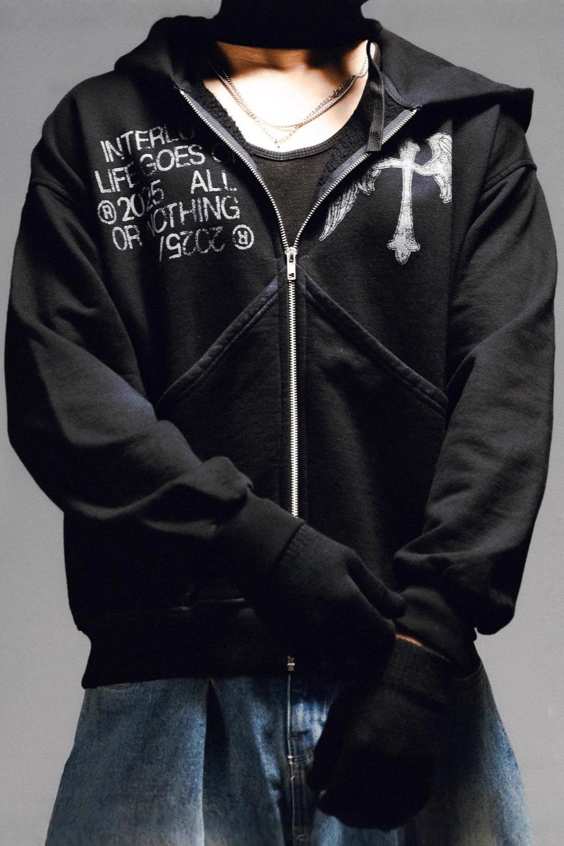 Dark Street Print Cardigan Hoodie