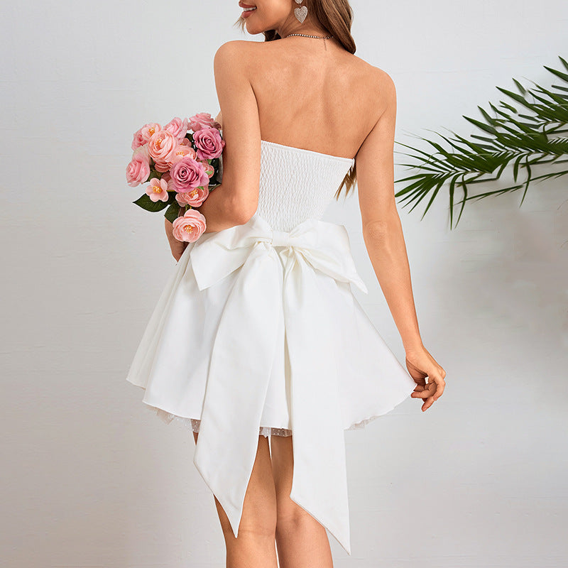 Strapless Bowknot A-Line Bodycon Party Dress