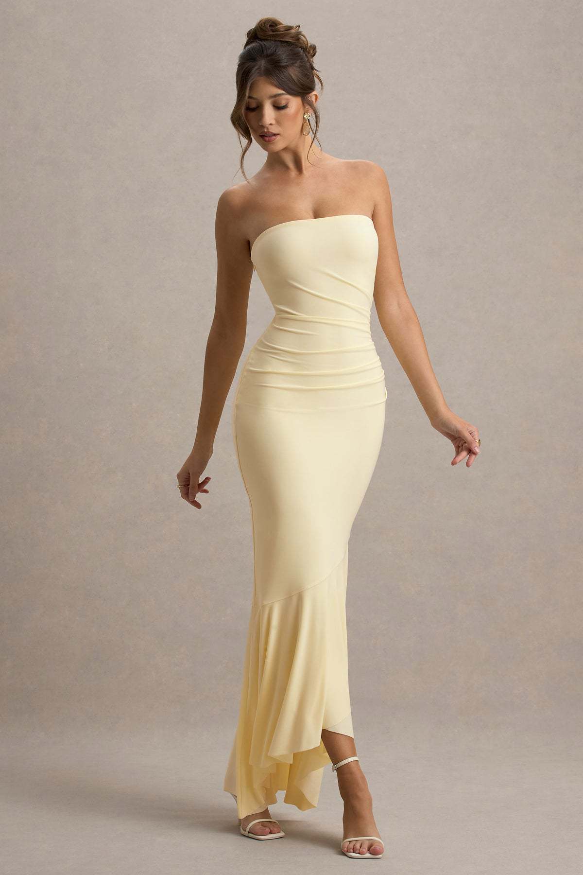 Strapless Sexy Solid Color Long Evening Party Dress