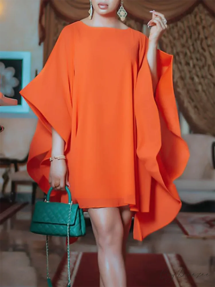 A-Line Sleeveless Pleated Solid Modern Color Halter-Neck Maxi Dresses ORANGE / S