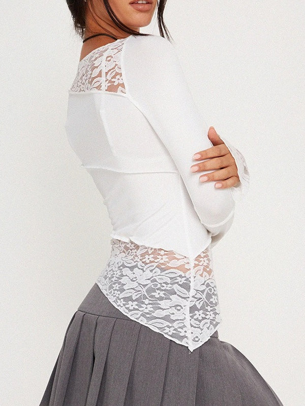 Vintage Slim Fit Floral Detail Long Sleeve Blouse