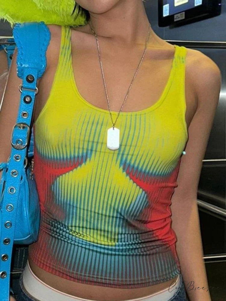 Abstract Line Print Trendy Tee Mini Dress Yellow / S