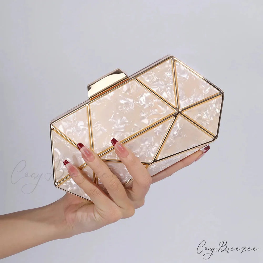 Acrylic Metal Diamond Evening Crossbody Champagne / 20-5-10cm clutchbag-250126
