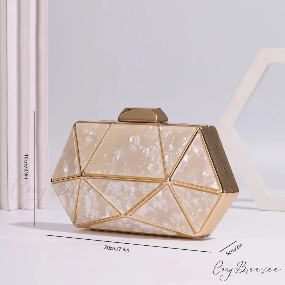 Acrylic Metal Diamond Evening Crossbody clutchbag-250126