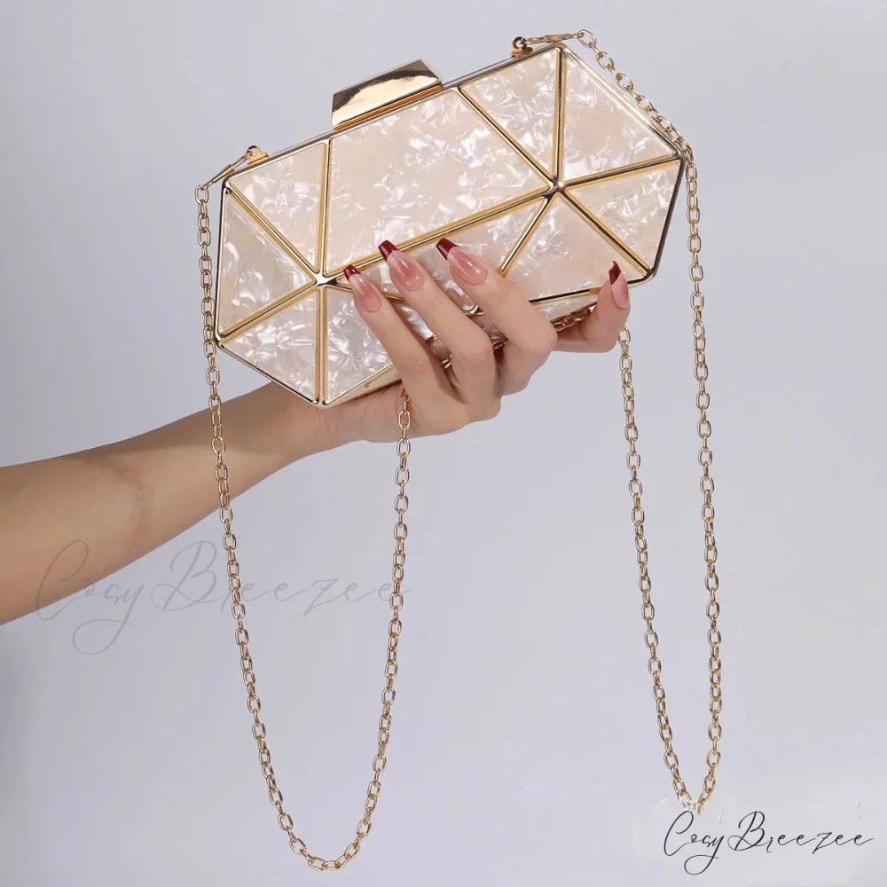 Acrylic Metal Diamond Evening Crossbody clutchbag-250126