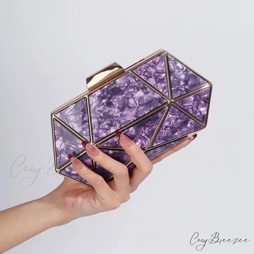 Acrylic Metal Diamond Evening Crossbody PURPLE / 20-5-10cm clutchbag-250126