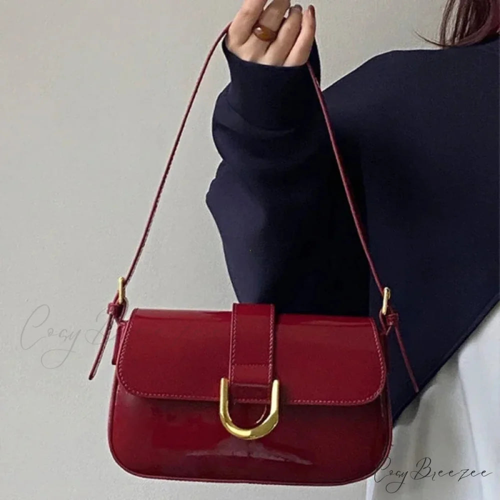 Adjustable Strap Patent Leather Satchel shoulder-250126