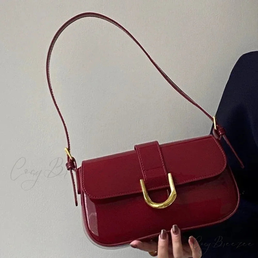Adjustable Strap Patent Leather Satchel shoulder-250126