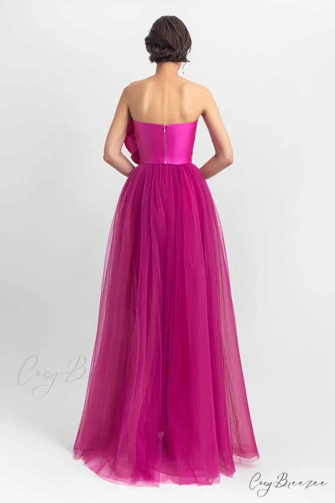 Adrianna 3D Flower Trendy Strapless Evening Dress