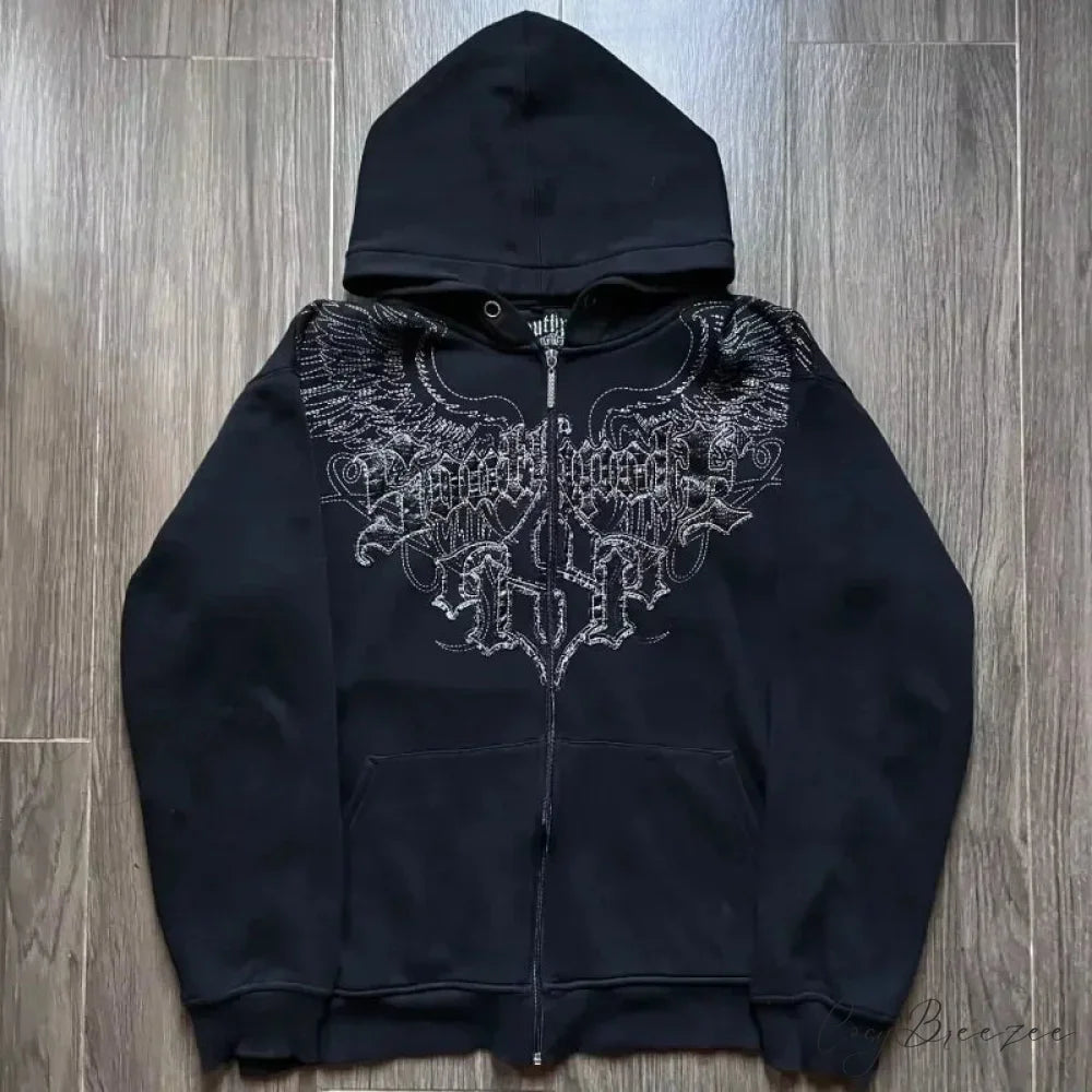 Affliction Gothic Skull Zipper Hoodie black 2 / S hoodies-241228