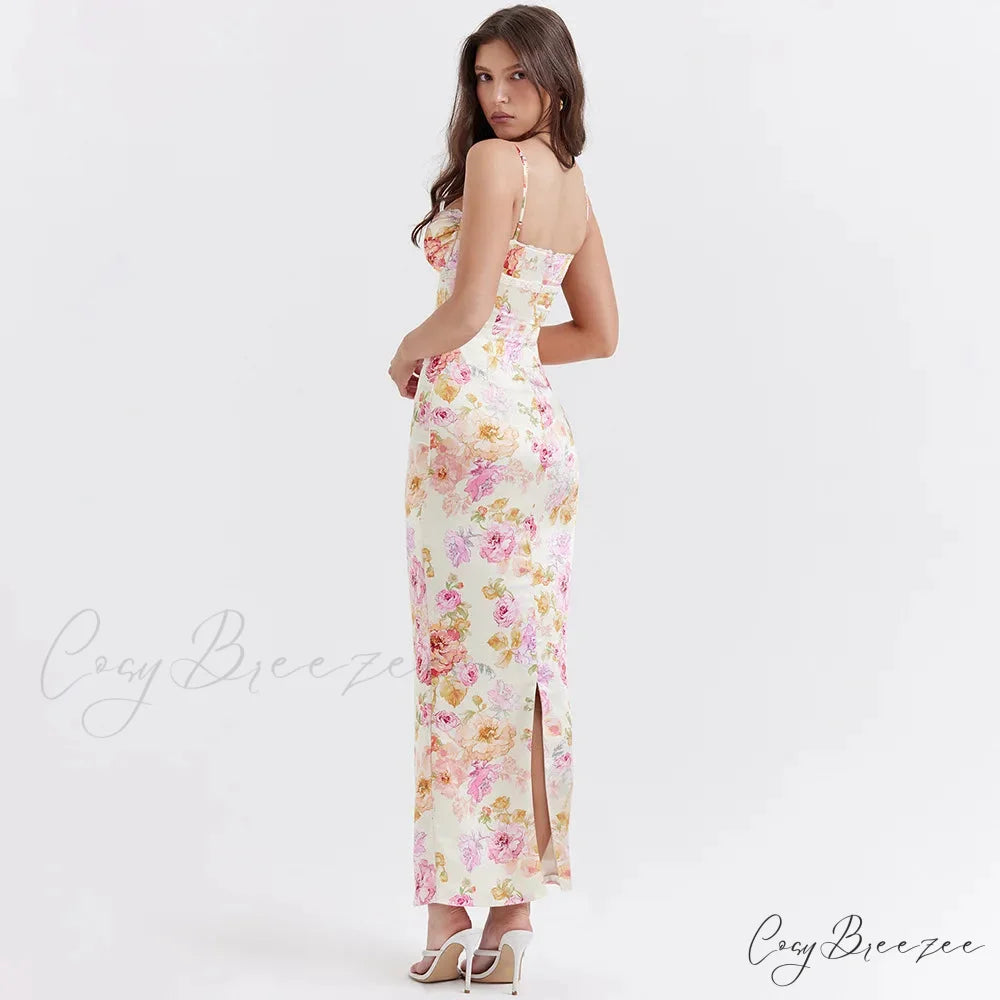 Agness Floral Stylish Maxi Bodycon Dress
