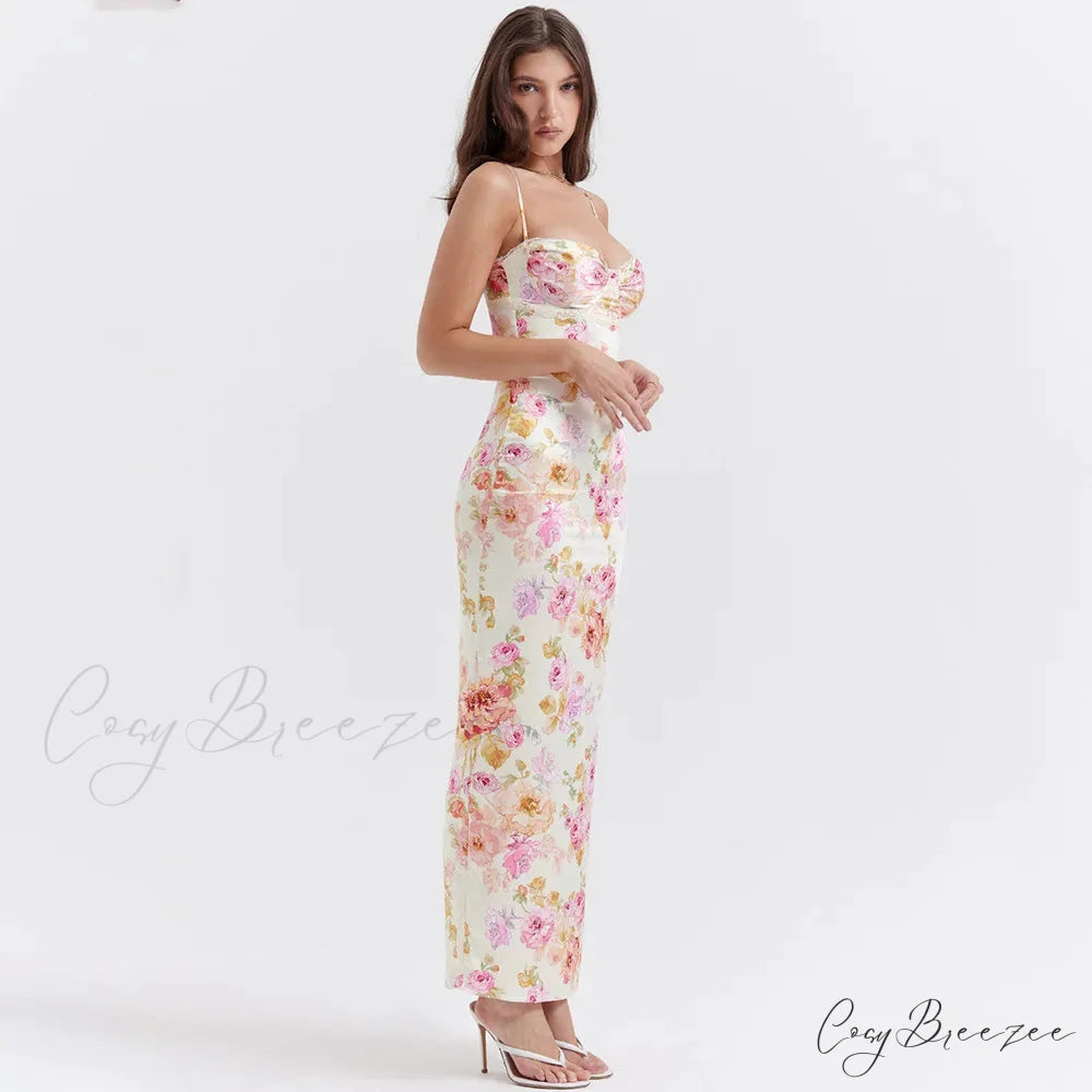 Agness Floral Stylish Maxi Bodycon Dress