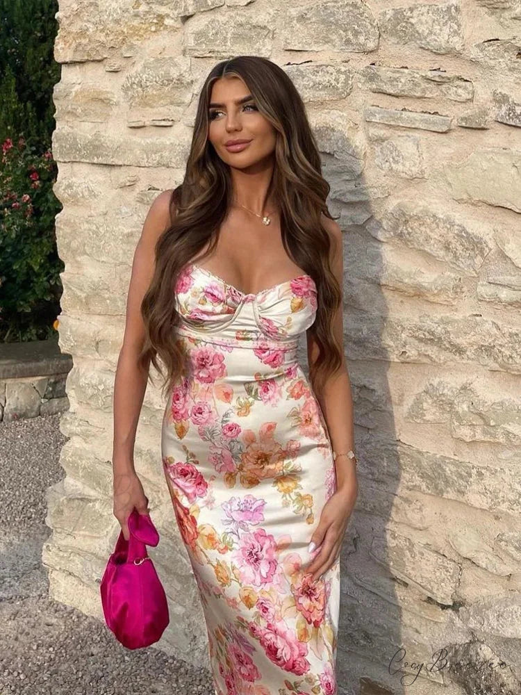 Agness Floral Stylish Maxi Bodycon Dress