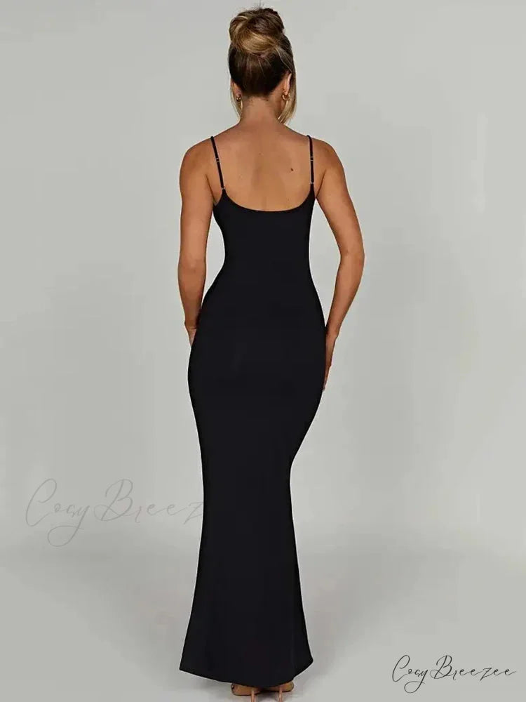 AJITA Elegant MAXI DRESS Black / S