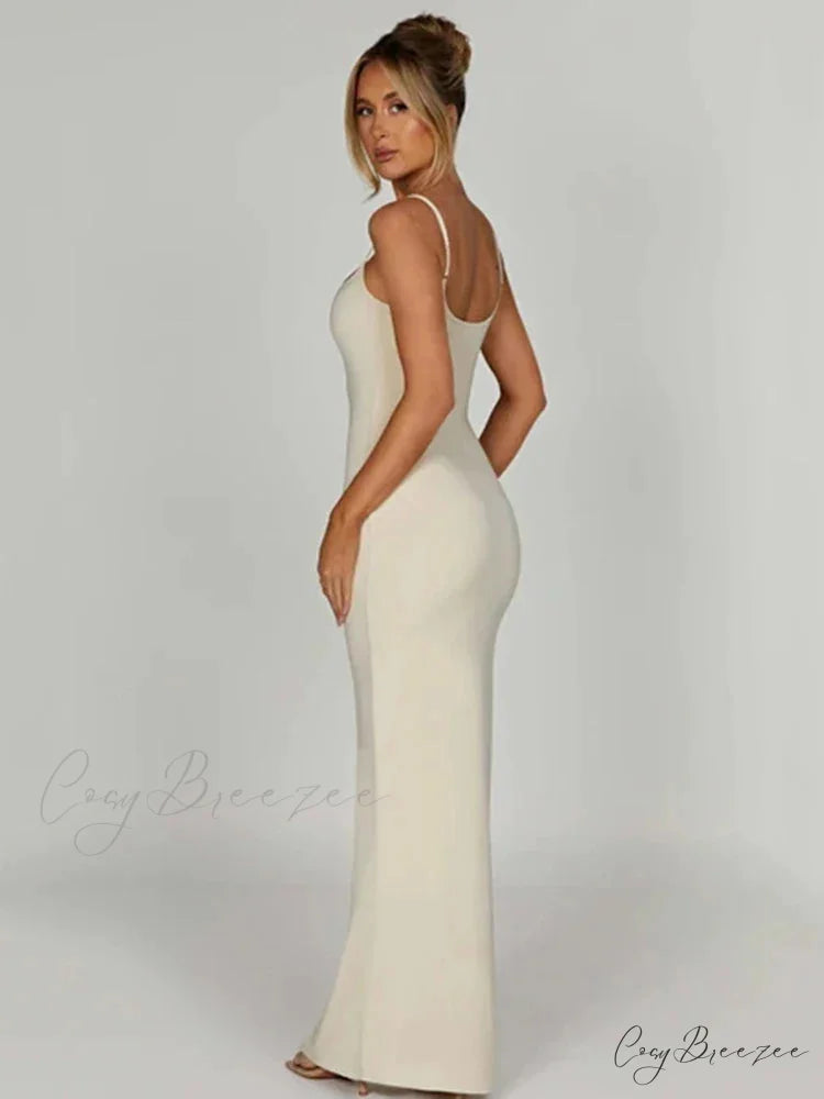 AJITA Elegant MAXI DRESS White / S