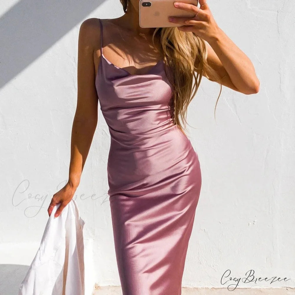 Aleena Satin Stylish Midi Dress