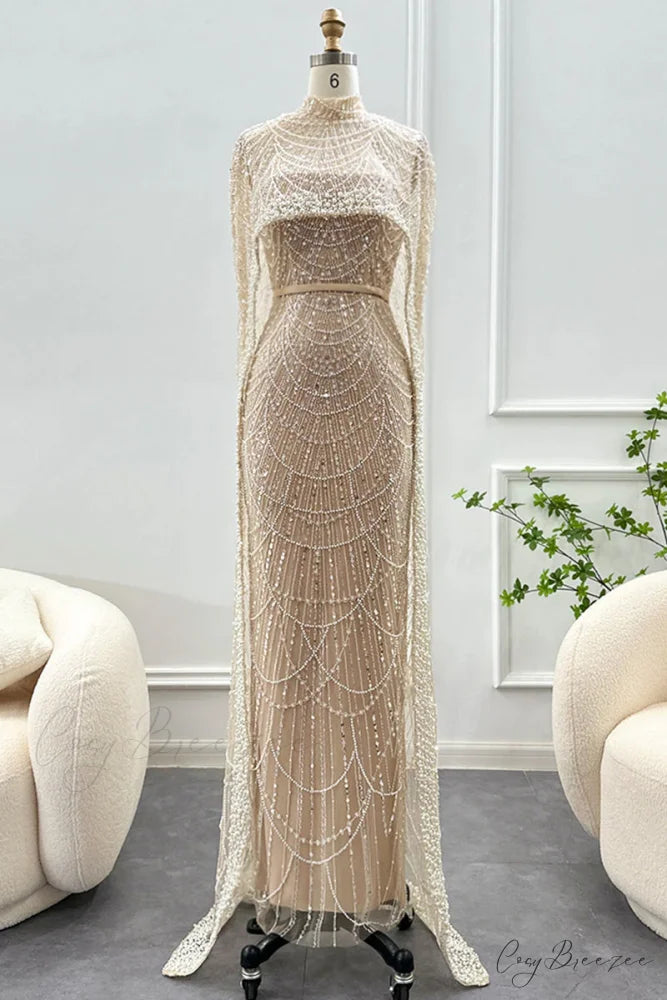 Alexandra Pearl Graceful Embellished Maxi Dress Champagne / 2