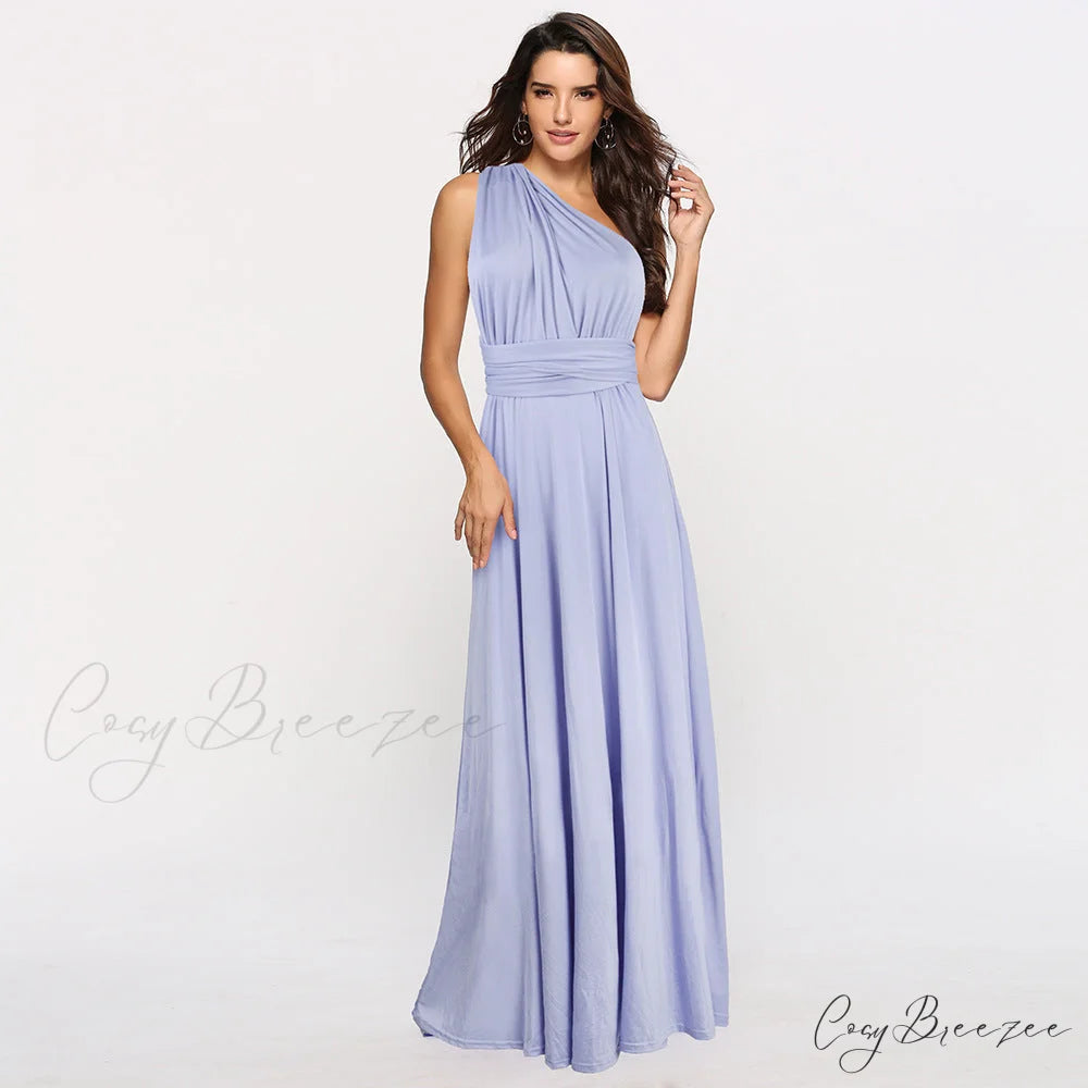 Alexandra Satin Lace Charming Back A-Line Dress Baby Blue / S