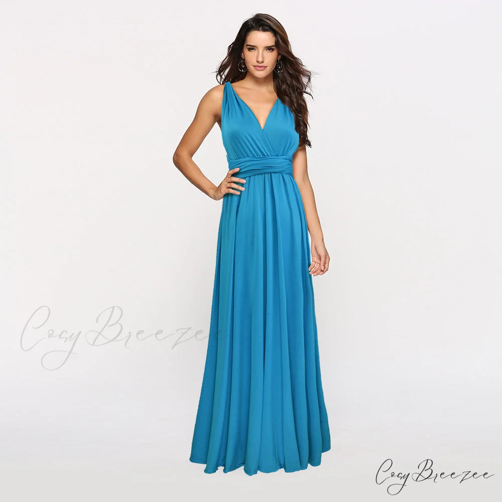 Alexandra Satin Lace Charming Back A-Line Dress Blue / S