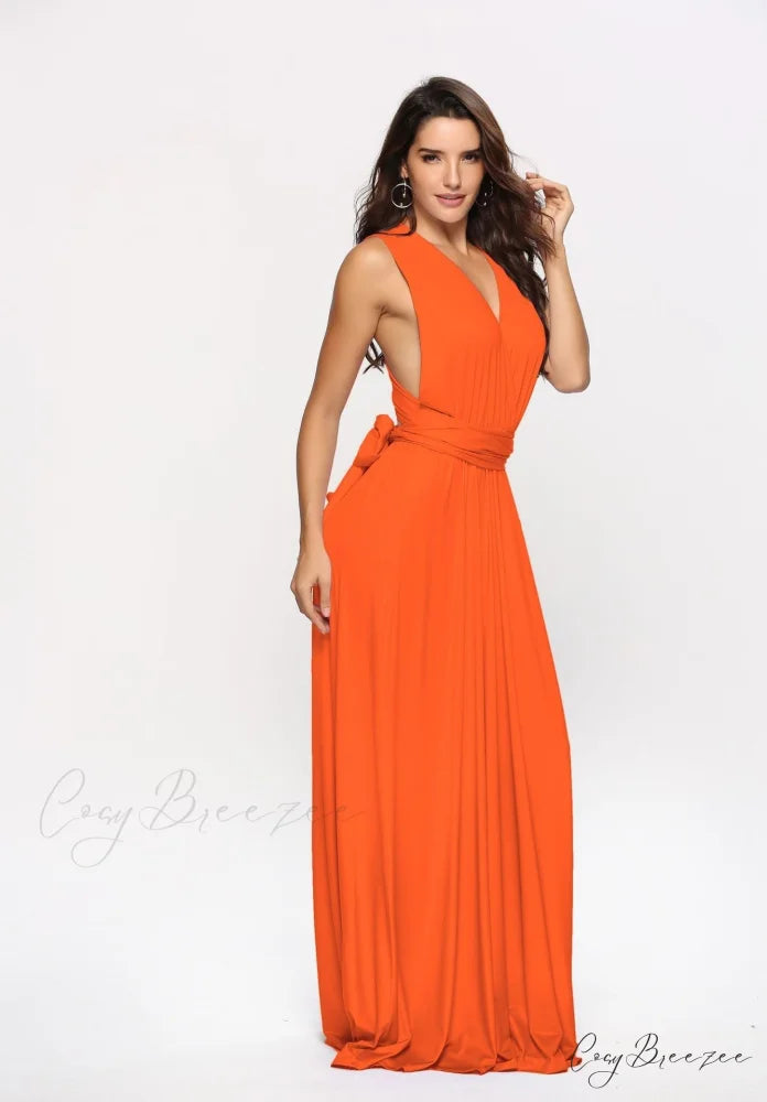 Alexandra Satin Lace Charming Back A-Line Dress Orange / S