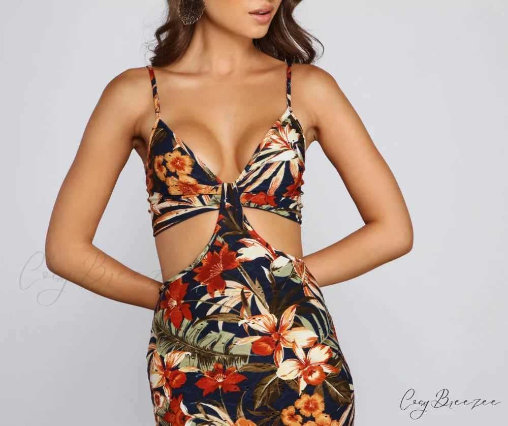 All Eyes On Me Graceful Floral Eyelet Maxi Dress
