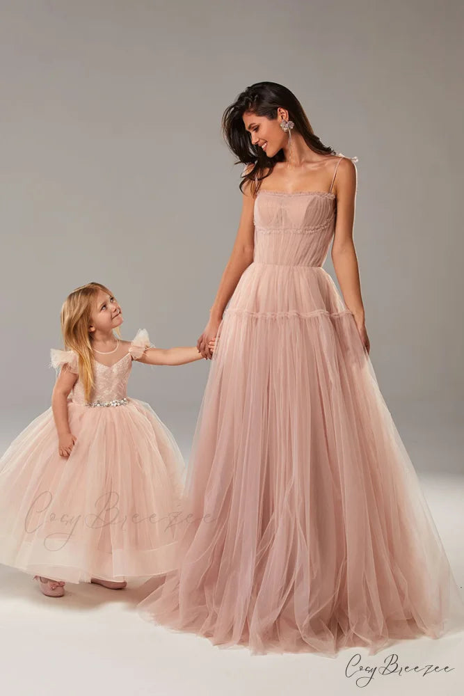 Alluring Beauty Tie-Strap Trendy Tulle Maxi Dress