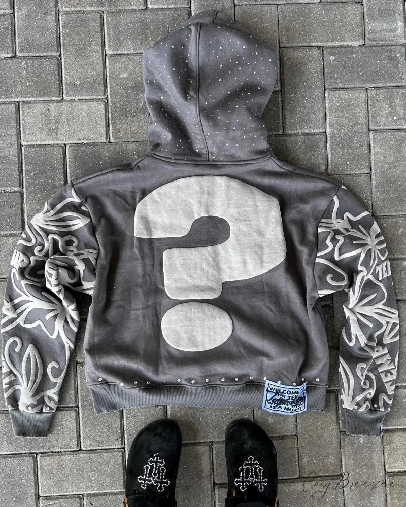 Alphabet Design Zip Hoodie hoodies-241228