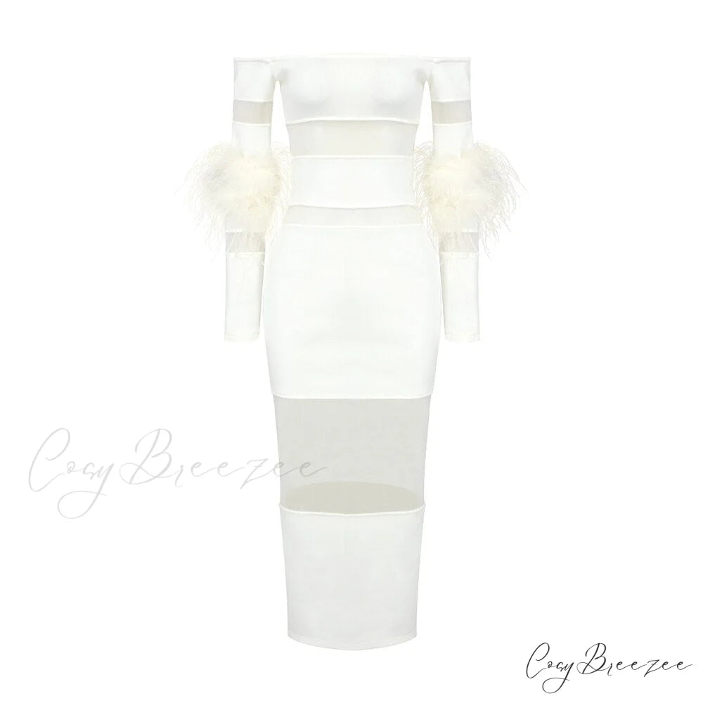 AMALIA Elegant MIDI DRESS White / XS