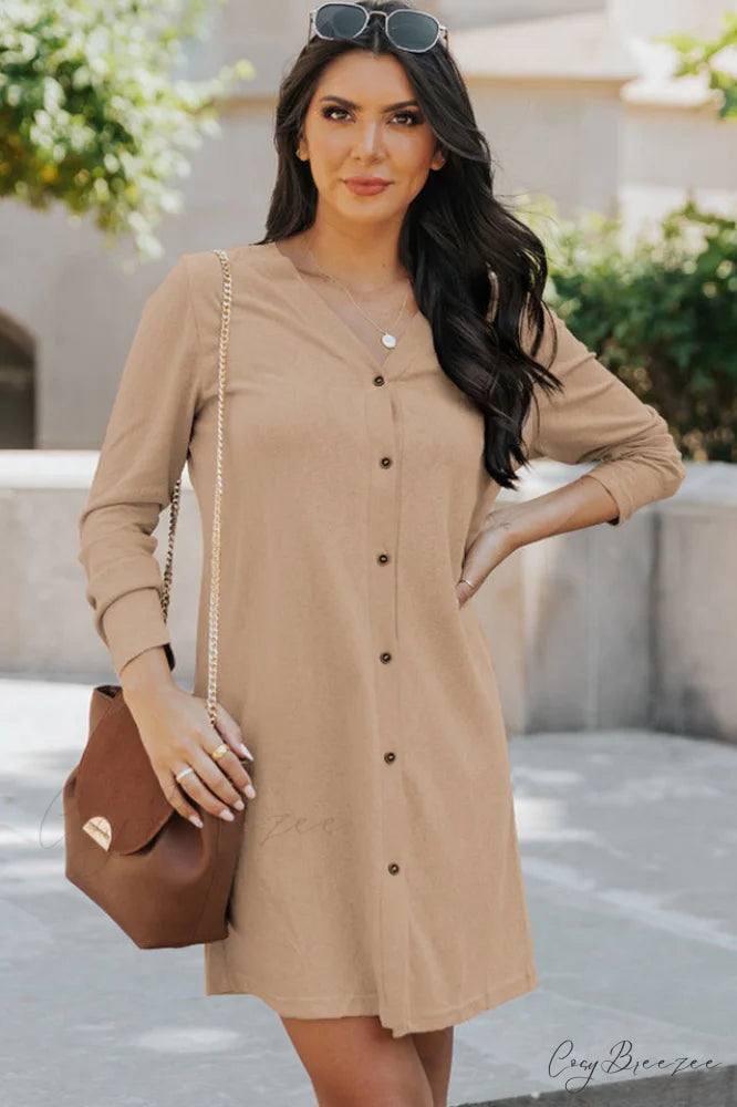 Amaryllis Solid Stylish Open Cardigan S / Khaki