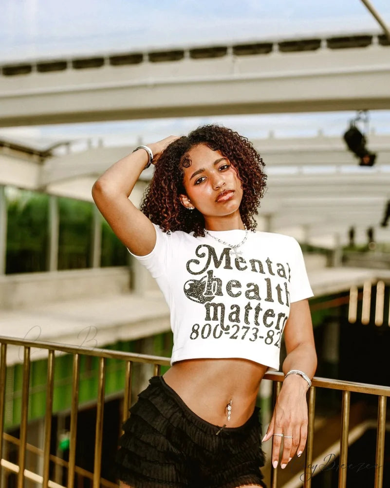 American Show Waist Letter Graphic T-shirt white / S t-shirt-250223