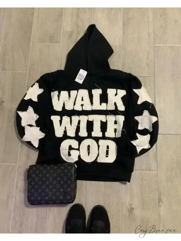 American Street Trend Alphabet Hoodie black2 / M hoodies-241228